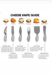 Six different cheese, knives, and what to use them for