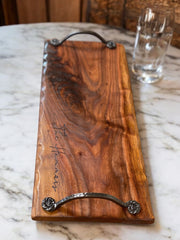 BLACK WALNUT Charcuterie Board With Handles - 2ft long