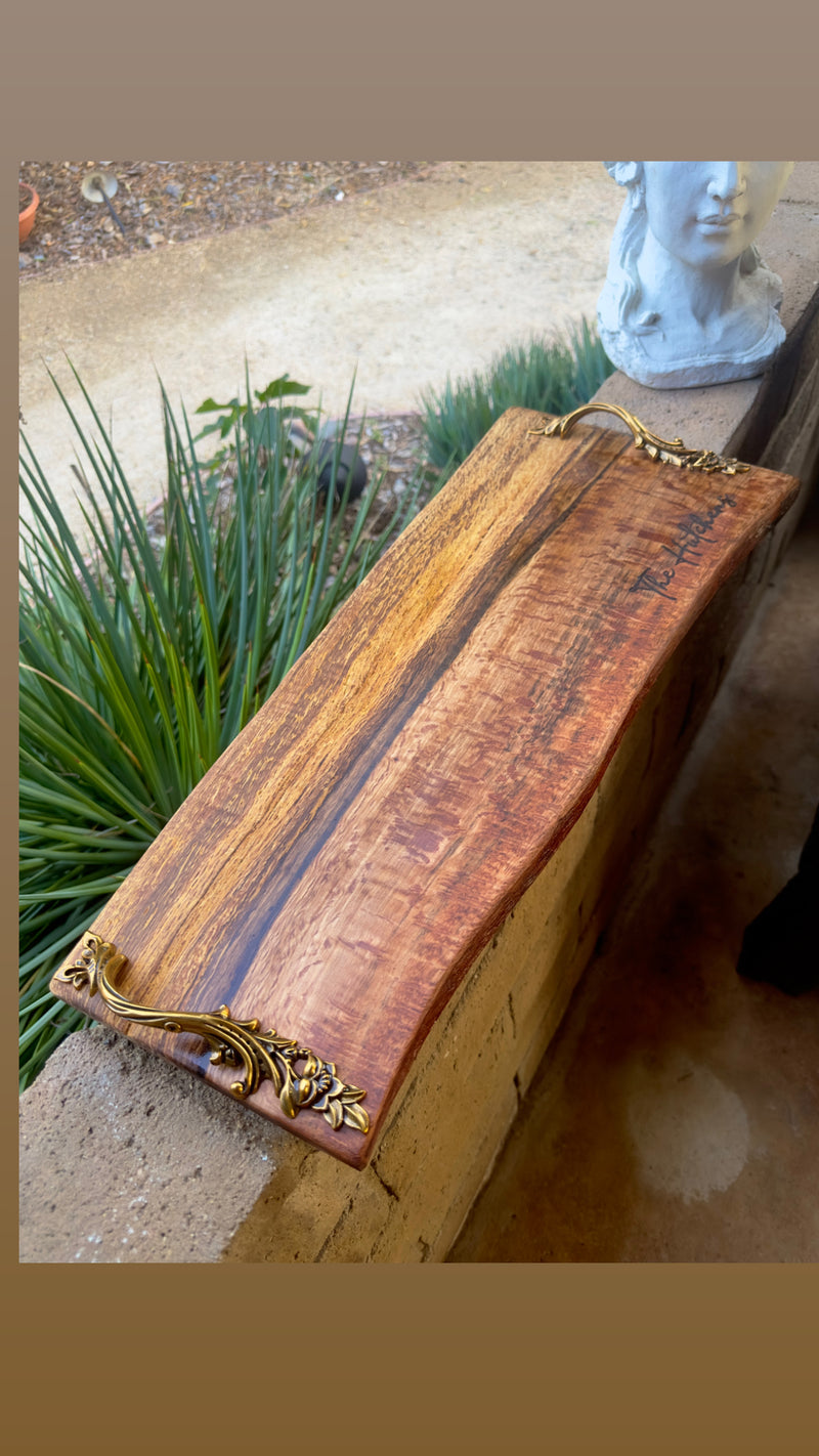 Extra large, Live Oak, live edge, charcuterie board with handles. Great for Christmas, weddings, housewarming, and birthdays. ￼