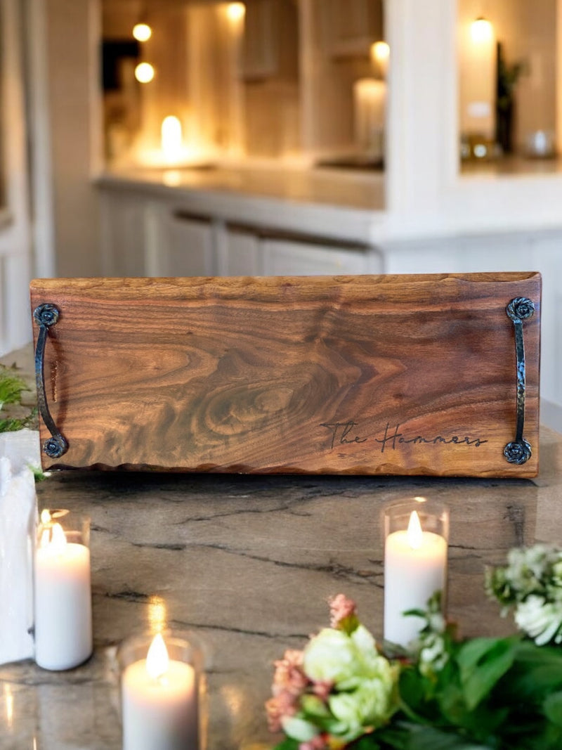 BLACK WALNUT Charcuterie Board With Handles - 2ft long