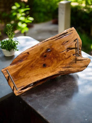 XLarge Olive Wood Charcuterie Board With Live Edge and Italian Handles