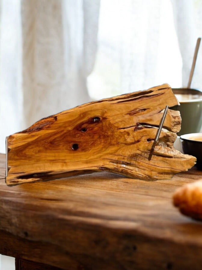 XLarge Olive Wood Charcuterie Board With Live Edge and Italian Handles