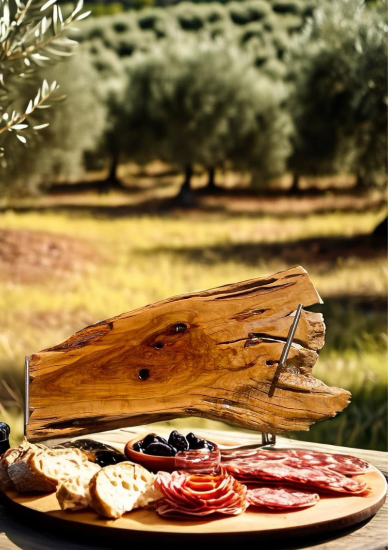 XLarge Olive Wood Charcuterie Board With Live Edge and Italian Handles