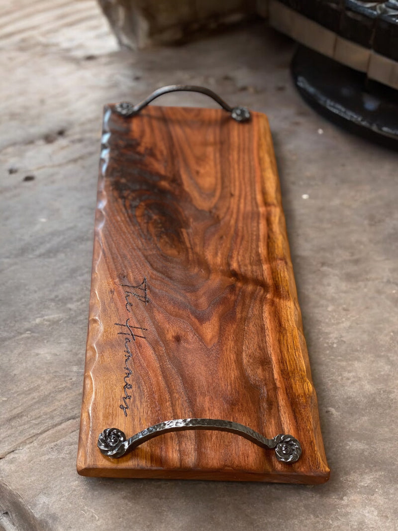 BLACK WALNUT Charcuterie Board With Handles - 2ft long