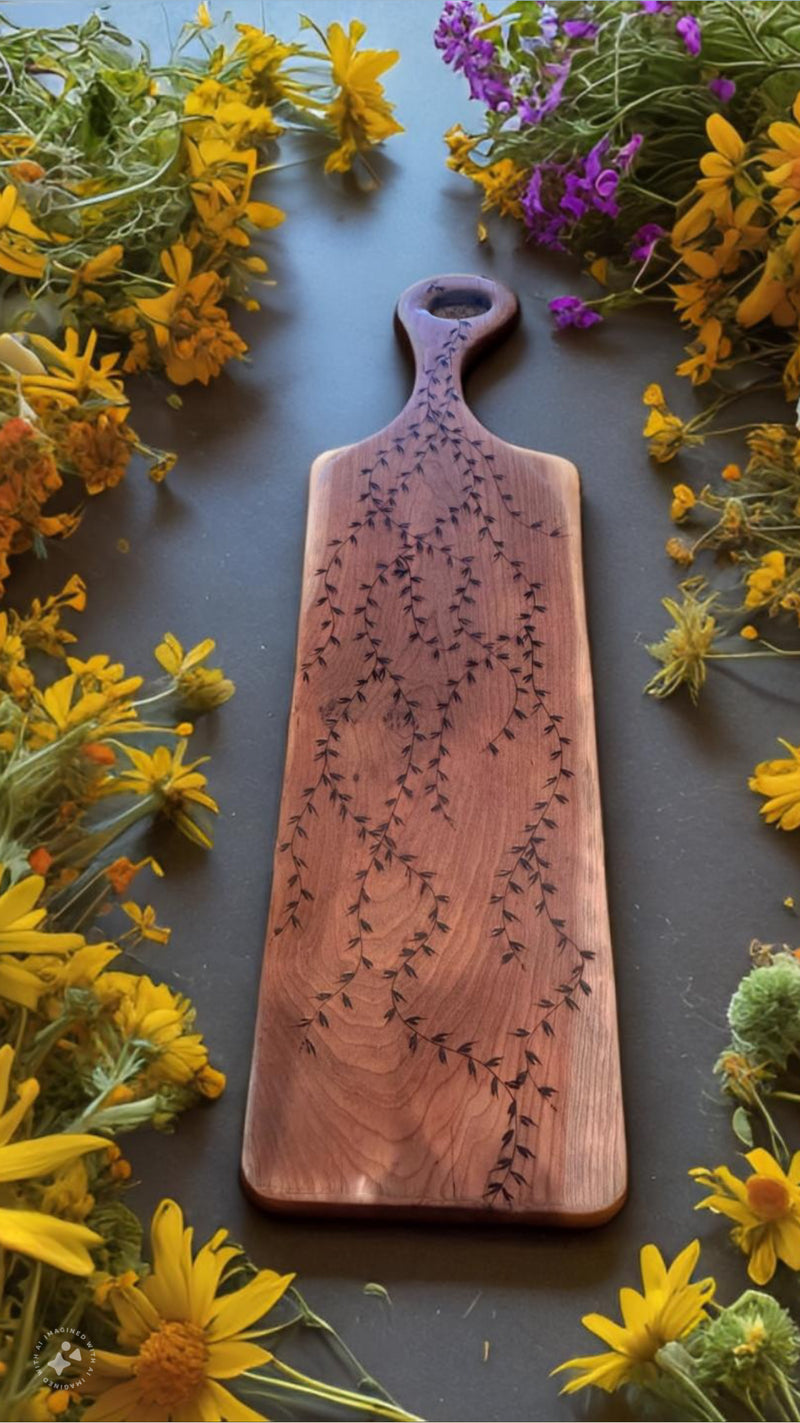 Handcrafted Jumbo Vine-Engraved Charcuterie & Serving Board