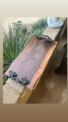 Large charcuterie board with handles. Live edge. Serving tray, platter, cutting board. ￼