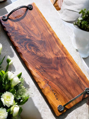 BLACK WALNUT Charcuterie Board With Handles - 2ft long