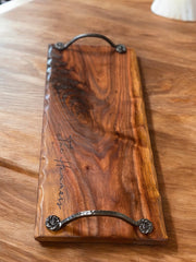 BLACK WALNUT Charcuterie Board With Handles - 2ft long