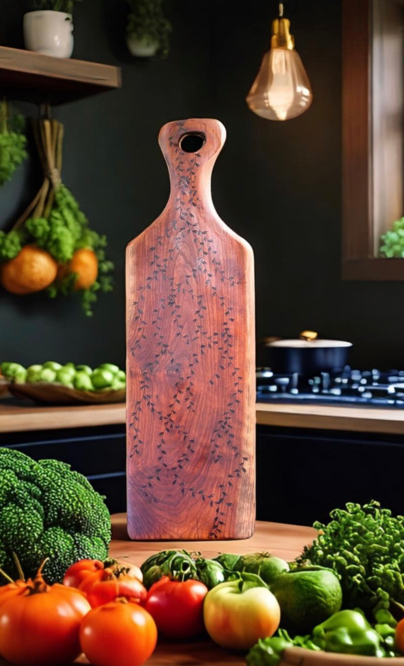 Handcrafted Jumbo Vine-Engraved Charcuterie & Serving Board