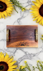 Cheeseboard/cutting board/charcuterie, board, sunflower, design, Italian hardware, perfect wedding gift
