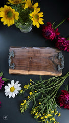 Large charcuterie board with handles. Live edge. Serving tray, platter, cutting board. ￼