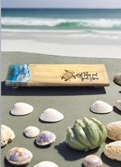Wooden board with ocean themed resin. Great wedding gift, birthday gift, engagement gift, housewarming gift, 24” x 7”.