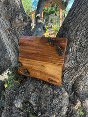 Oak  Wood Cutting Board, Rustic Live Edge Cheese Board,  Charcuterie Board. Custom Wedding Gift, Housewarming Gift. 12”x12”Free Shipping before Christmas