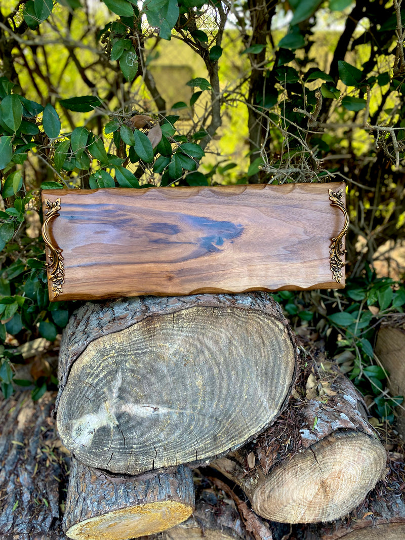 Extra large charcuterie board-Live edge serving board-Personalizable housewarming gift-Custom wooden wedding gift-Italian handles. Christmas.