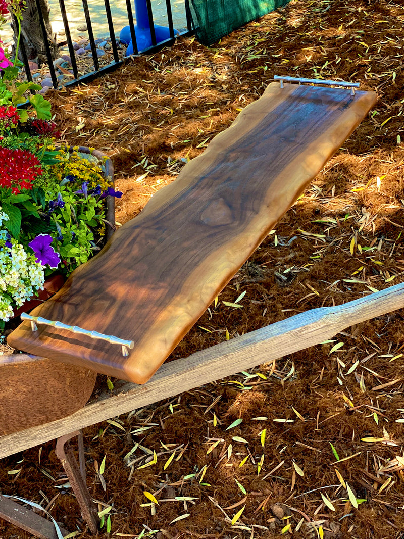 Extra large grazing board. Butter Board, Extra large charcuterie board-Live edge serving board-Personalized housewarming gift-Custom wooden wedding gift-Italian handles. .