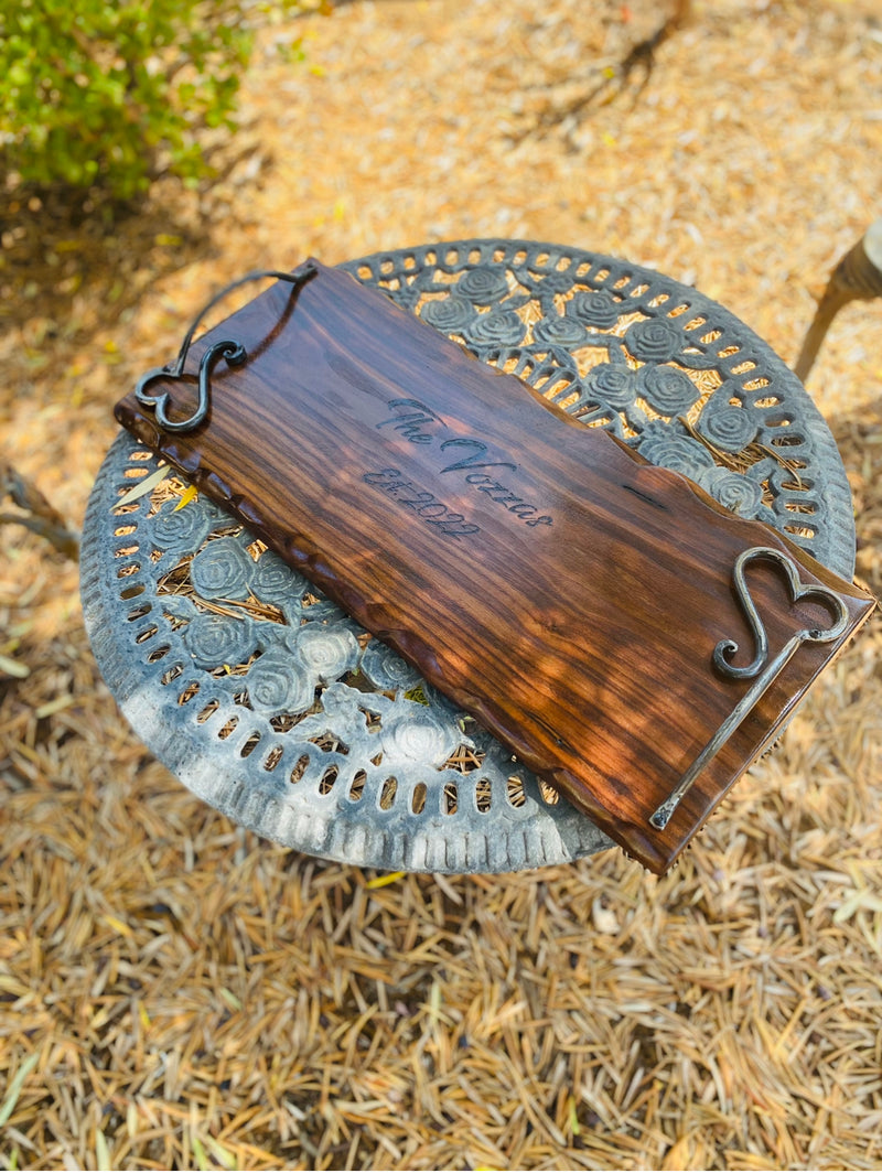 Charcuterie Board, 24” long, Serving Tray, Meat and Cheese Board, Large Charcuterie with Handles & Non-Slip Feet