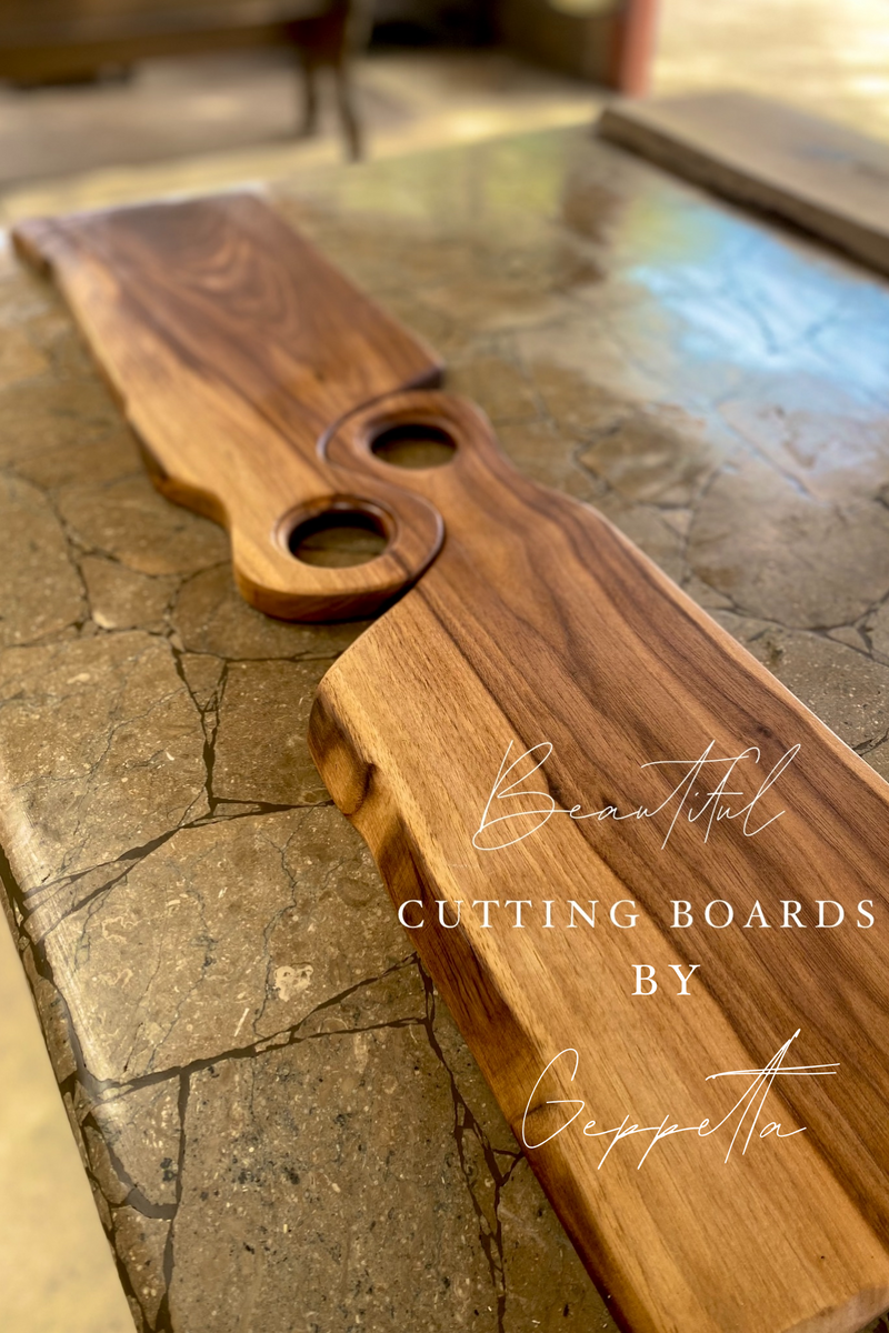 Popular charcuterie board with handles. Live edge. Serving tray, platter, cutting board. ￼