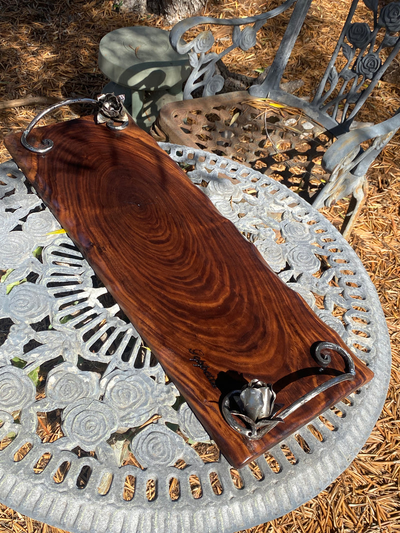 Extra large charcuterie board-Live edge serving board-Personalized housewarming gift-Custom wooden wedding gift-Italian handles.