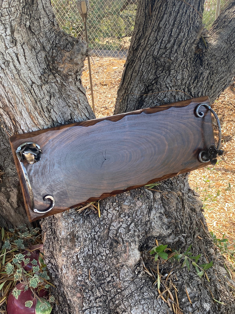 Extra large charcuterie board-Live edge serving board-Personalized housewarming gift-Custom wooden wedding gift-Italian handles.